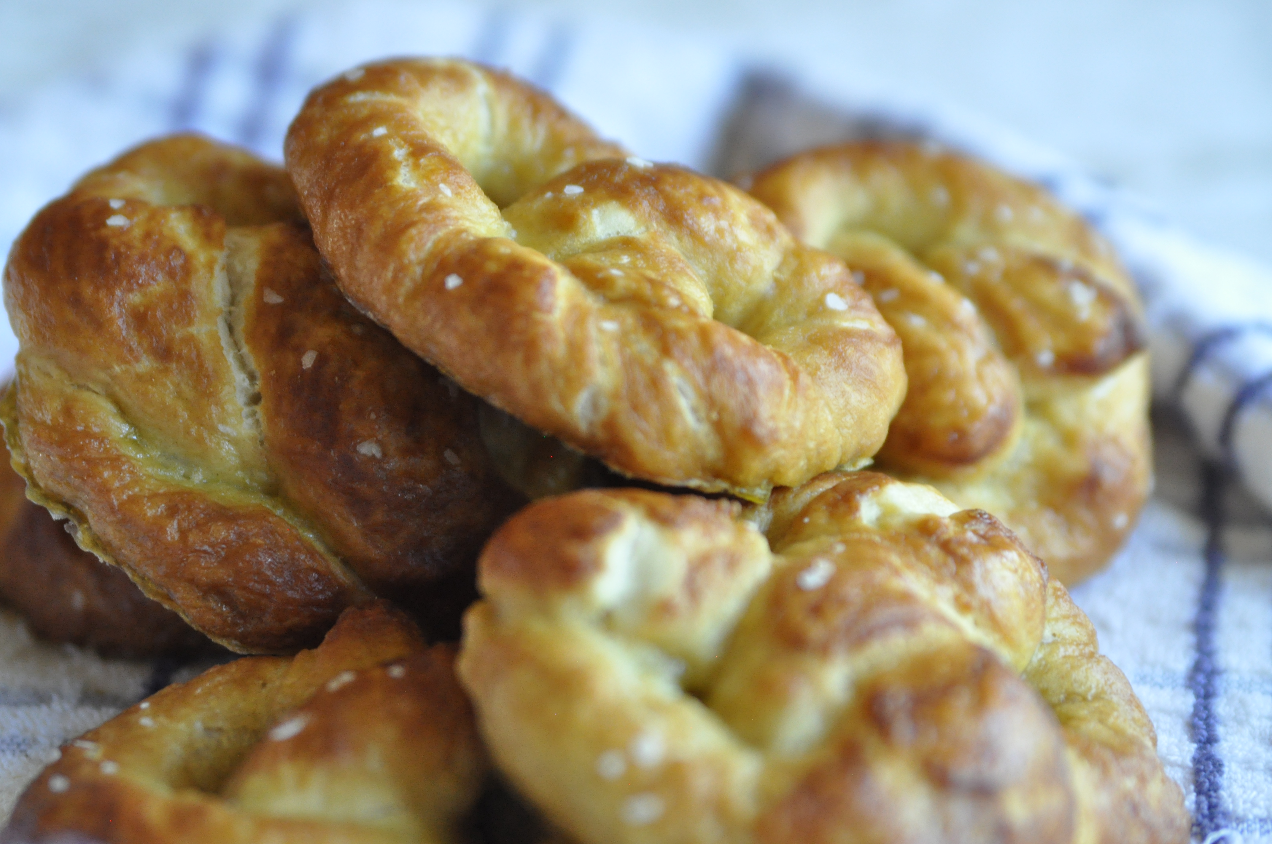 visual display of homemade soft pretzels